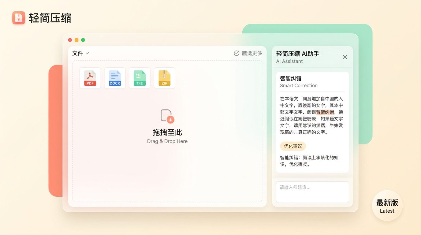轻简压缩极简拖拽压缩界面展示